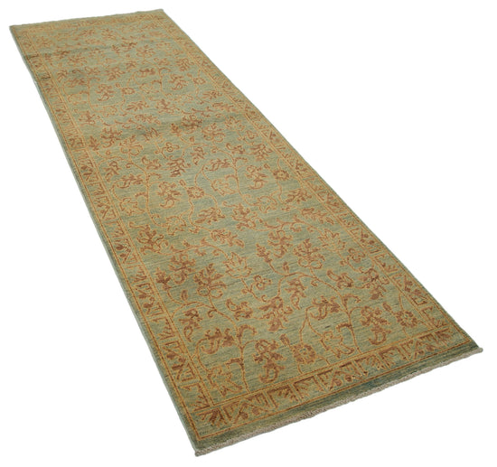 3x8 Green Oushak Runner Rug - 33847