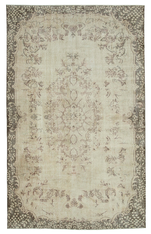 7x11 Beige Turkish Vintage Area Rug - 33938