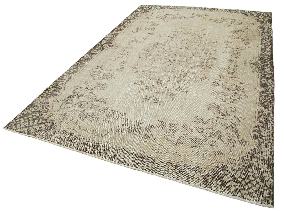 7x11 Beige Turkish Vintage Area Rug - 33938