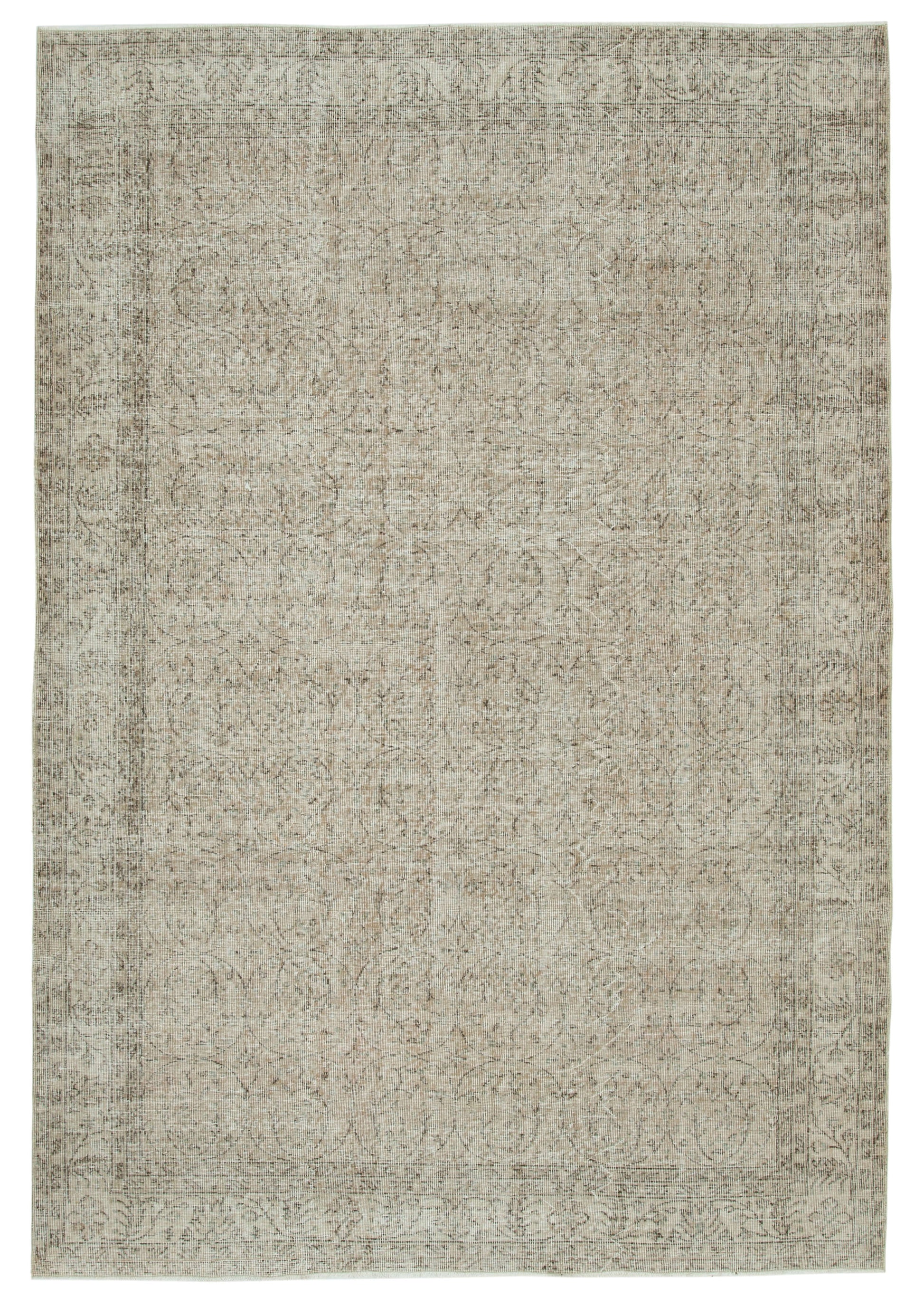 7x10 Beige Turkish Vintage Area Rug - 33978