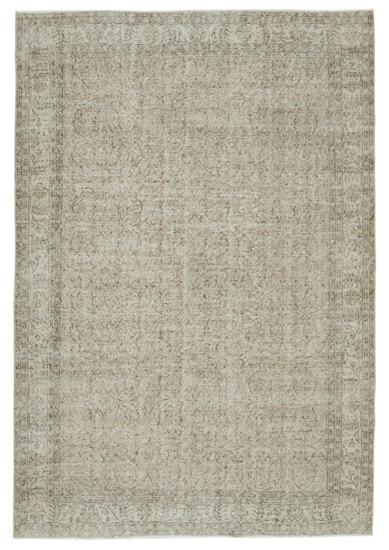 7x10 Beige Turkish Vintage Area Rug - 33978