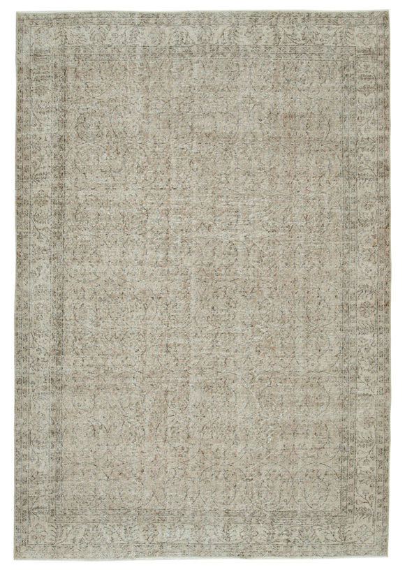 7x10 Beige Turkish Vintage Area Rug - 33978
