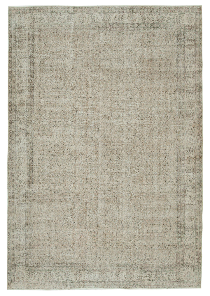 7x10 Beige Turkish Vintage Area Rug - 33978
