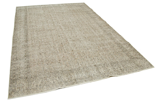 7x10 Beige Turkish Vintage Area Rug - 33978