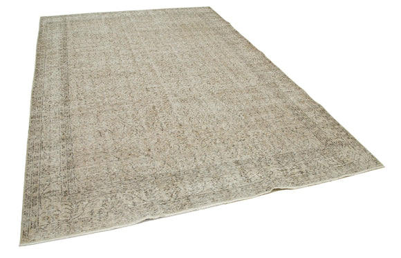 7x10 Beige Turkish Vintage Area Rug - 33978