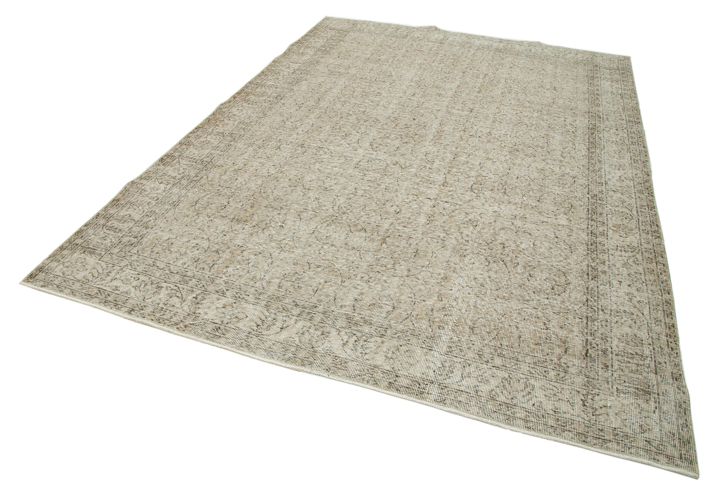 7x10 Beige Turkish Vintage Area Rug - 33978