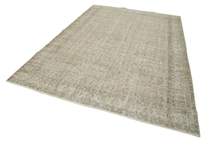 7x10 Beige Turkish Vintage Area Rug - 33978
