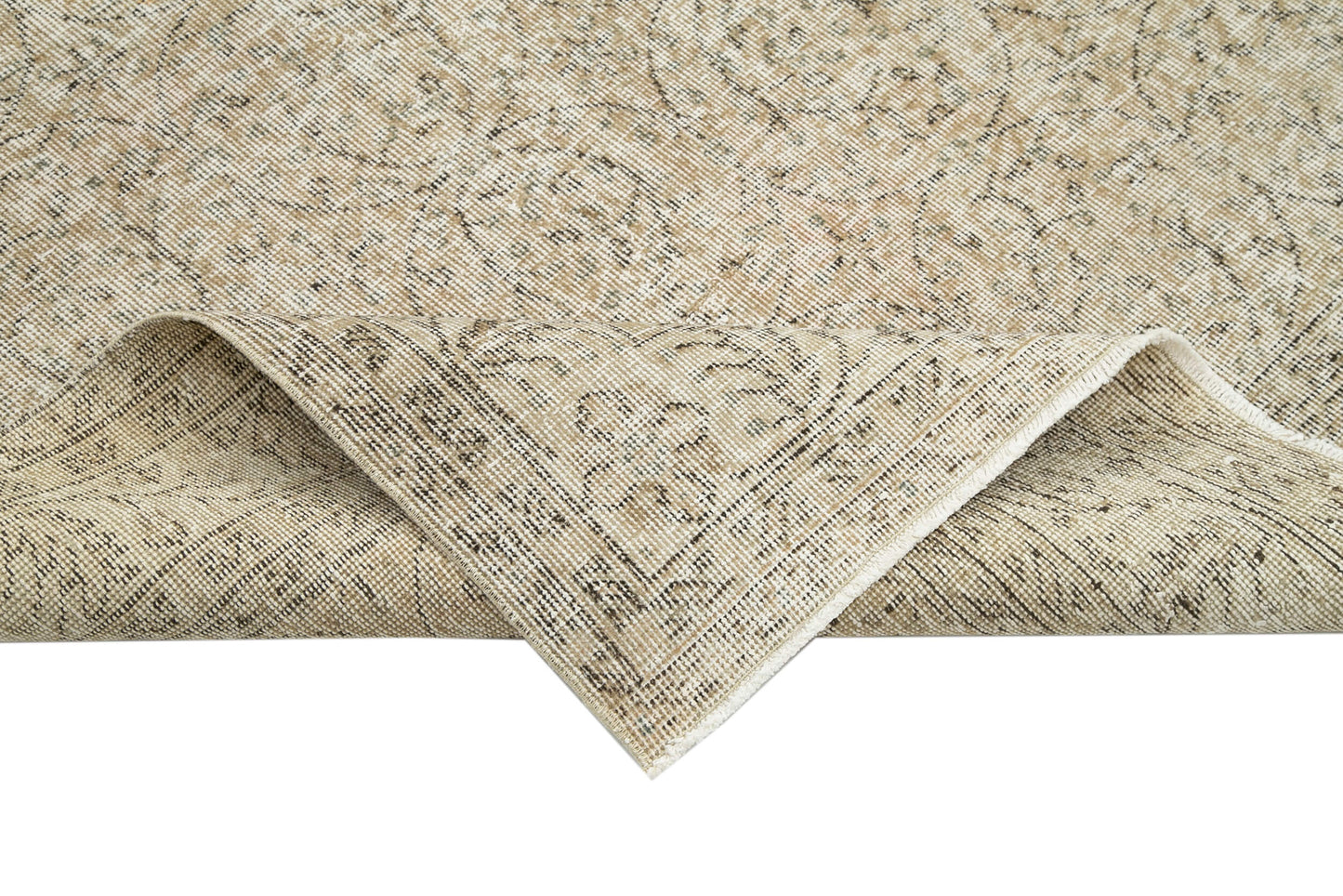 7x10 Beige Turkish Vintage Area Rug - 33978