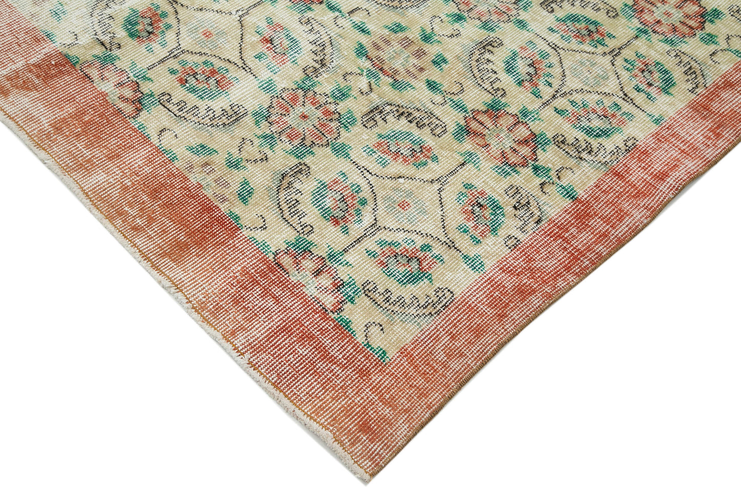 7x10 Green Turkish Vintage Area Rug - 34012