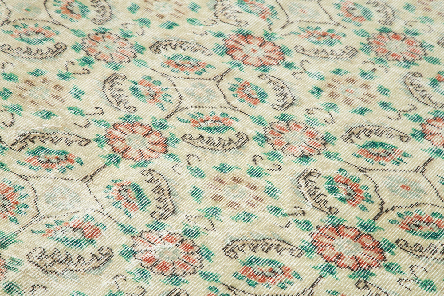 7x10 Green Turkish Vintage Area Rug - 34012
