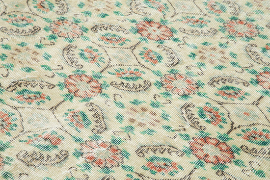 7x10 Green Turkish Vintage Area Rug - 34012