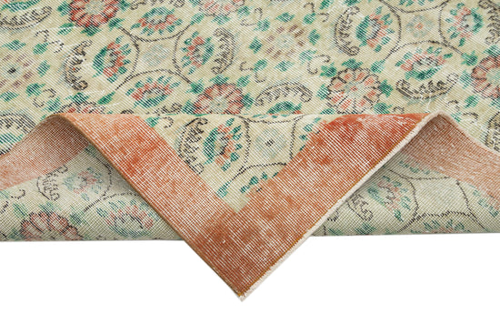 7x10 Green Turkish Vintage Area Rug - 34012