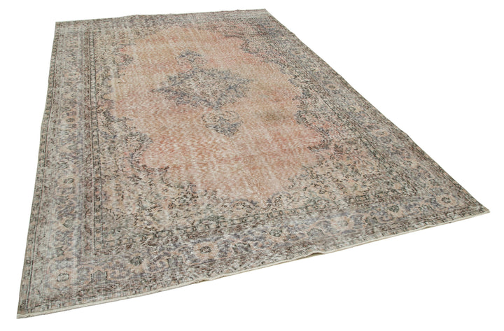 7x10 Beige Turkish Vintage Area Rug - 34021