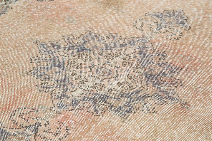 7x10 Beige Turkish Vintage Area Rug - 34021