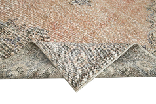 7x10 Beige Turkish Vintage Area Rug - 34021