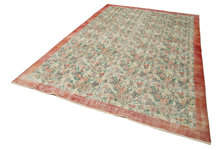 7x10 Beige Turkish Vintage Area Rug - 34025