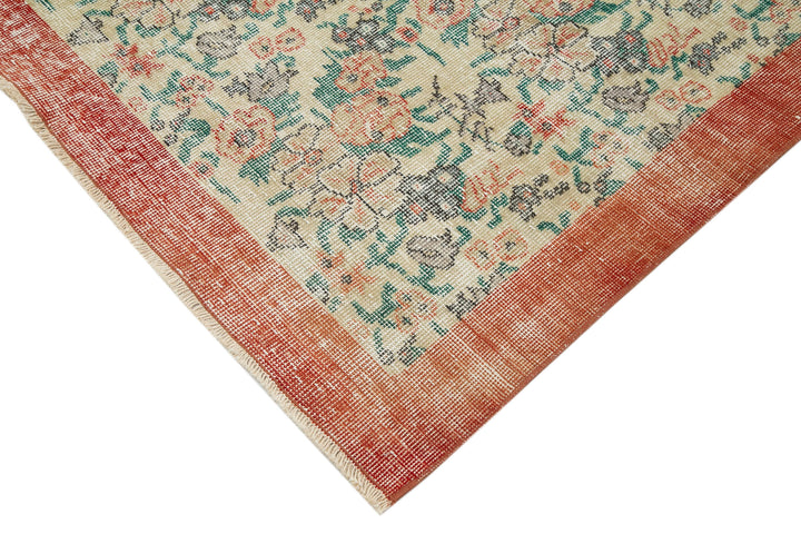 7x10 Beige Turkish Vintage Area Rug - 34025