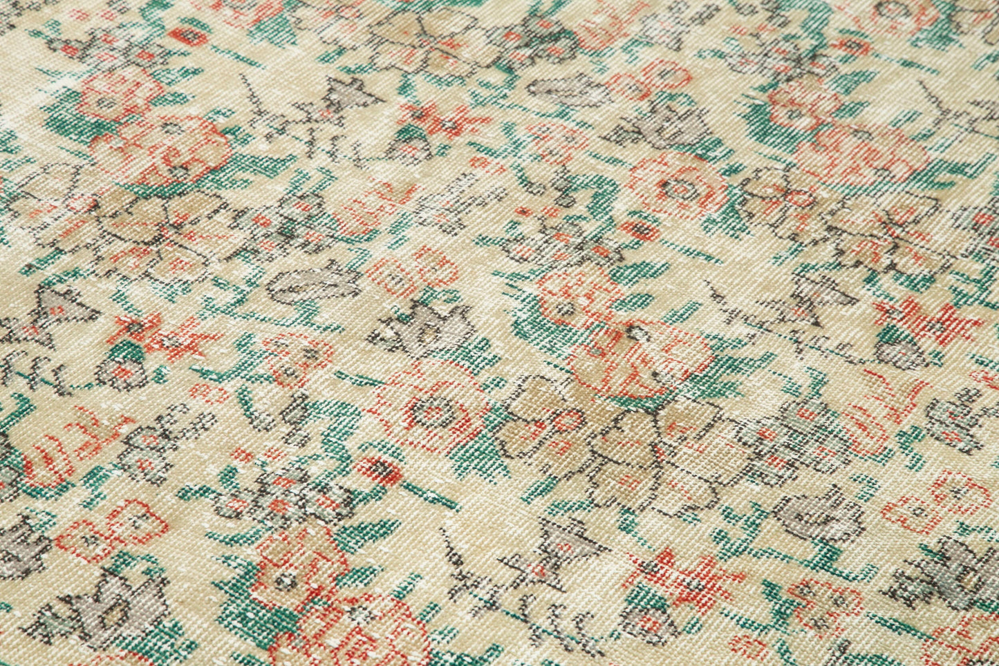 7x10 Beige Turkish Vintage Area Rug - 34025
