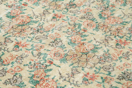 7x10 Beige Turkish Vintage Area Rug - 34025
