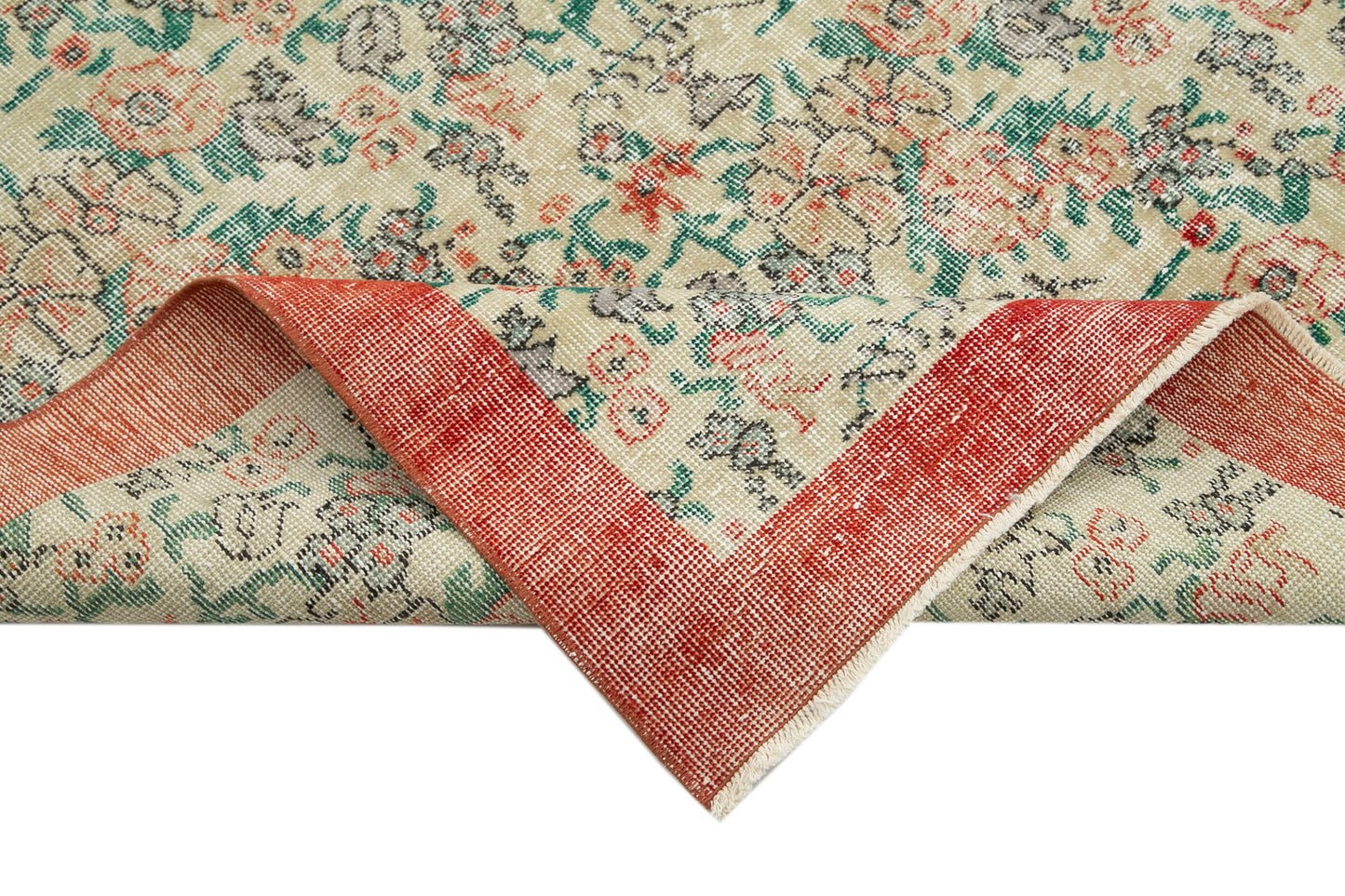 7x10 Beige Turkish Vintage Area Rug - 34025