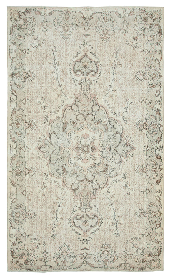 7x11 Beige Turkish Vintage Area Rug - 34034