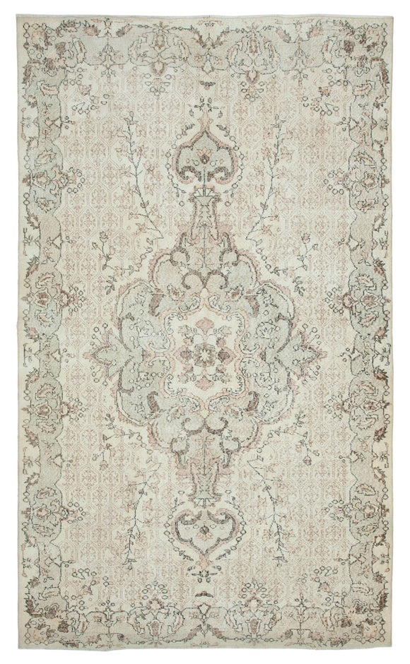 7x11 Beige Turkish Vintage Area Rug - 34034