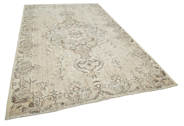 7x11 Beige Turkish Vintage Area Rug - 34034