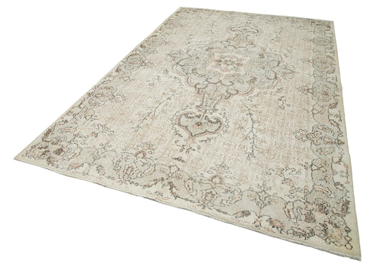 7x11 Beige Turkish Vintage Area Rug - 34034