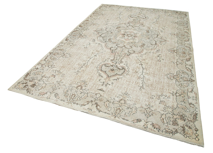 7x11 Beige Turkish Vintage Area Rug - 34034
