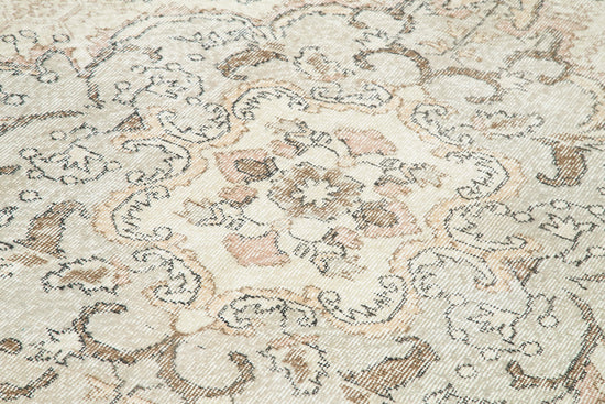 7x11 Beige Turkish Vintage Area Rug - 34034