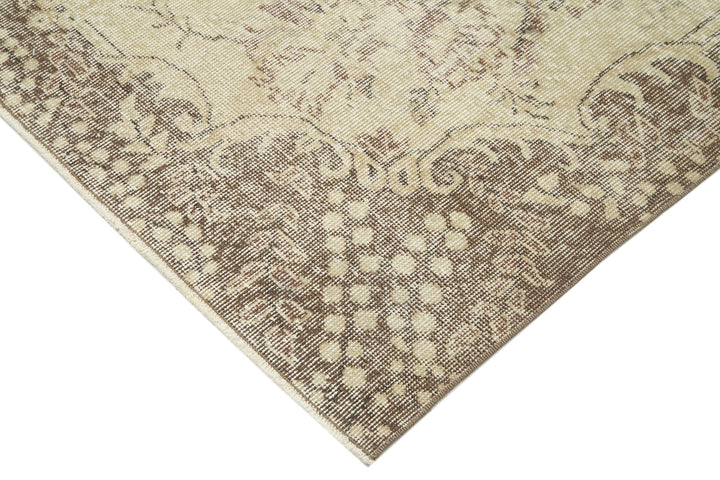 7x10 Beige Turkish Vintage Area Rug - 34128