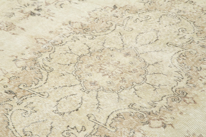 7x10 Beige Turkish Vintage Area Rug - 34128