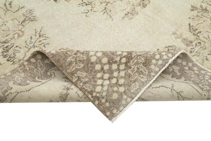 7x10 Beige Turkish Vintage Area Rug - 34128