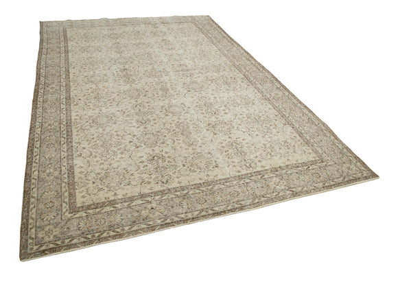 7x10 Beige Turkish Vintage Area Rug - 34136