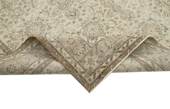 7x10 Beige Turkish Vintage Area Rug - 34136