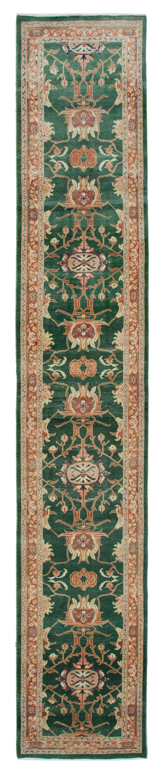 3x18 Green Oushak Runner Rug - 34386