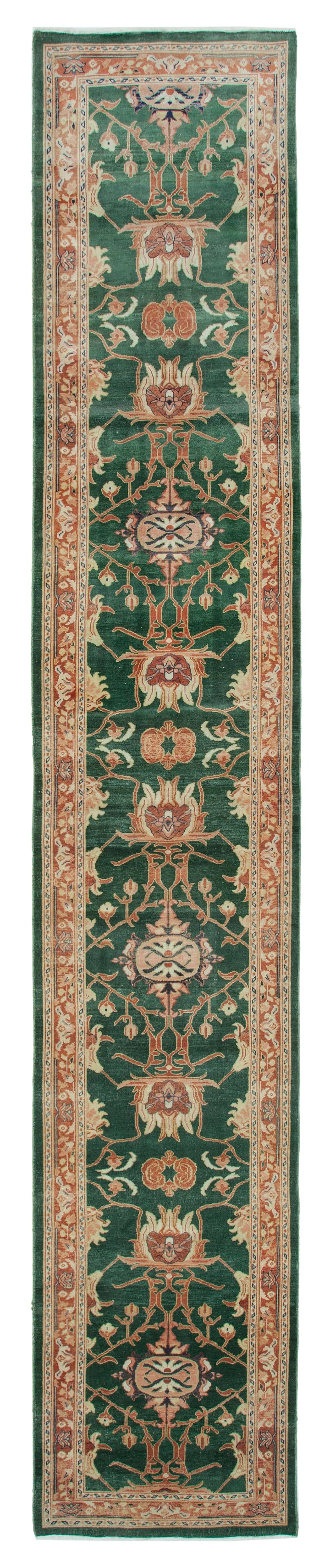 3x18 Green Oushak Runner Rug - 34386