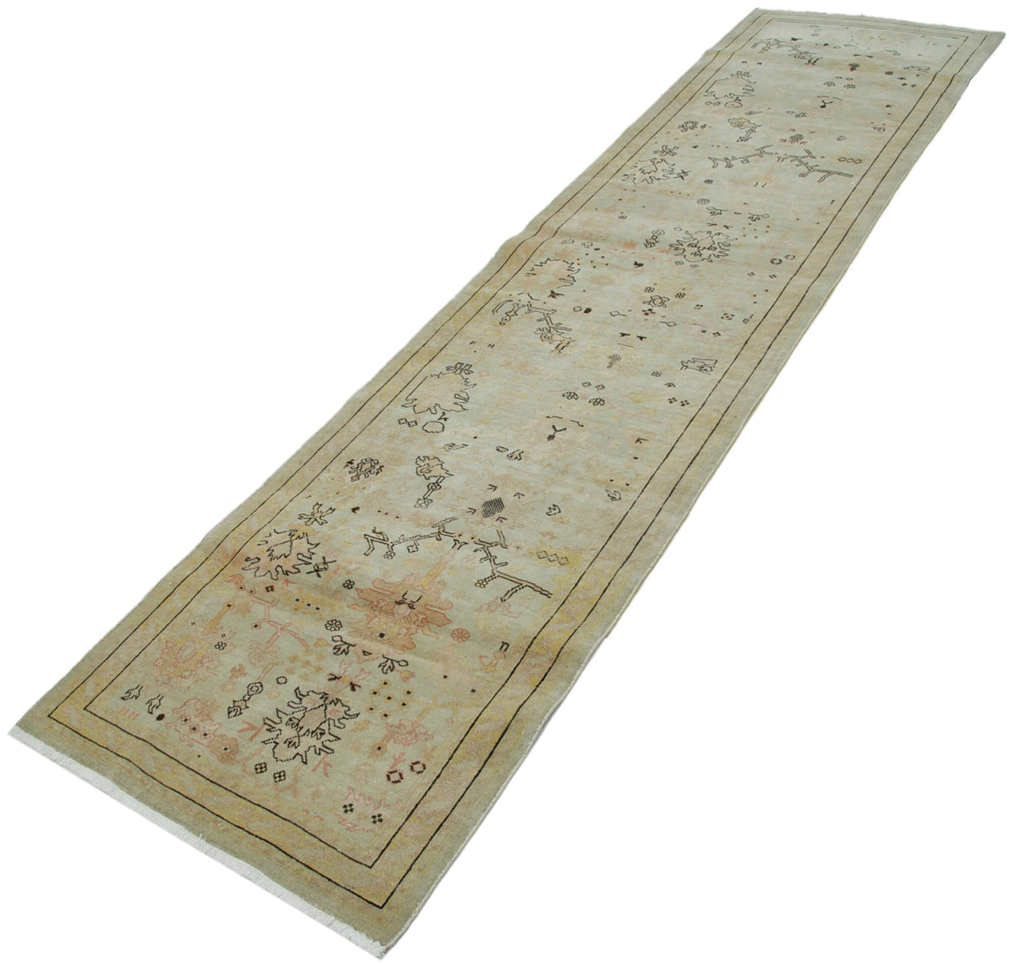 3x12 Beige Oushak Runner Rug - 34387