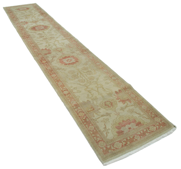 2x13 Beige Oushak Runner Rug - 34396