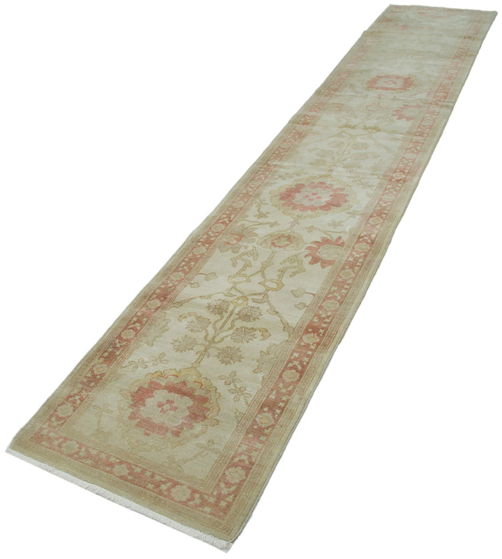 2x13 Beige Oushak Runner Rug - 34396