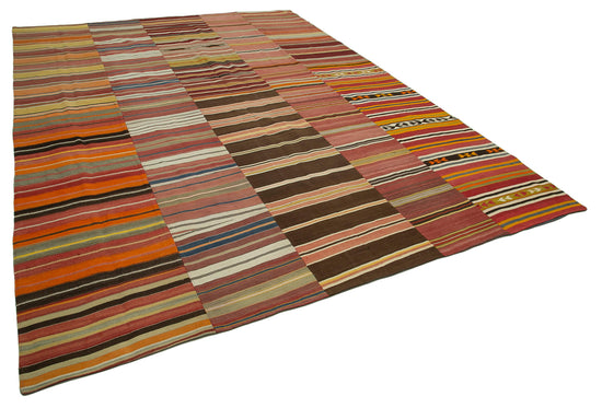 9x13 Orange Kilim Patchwork Rug - 34468