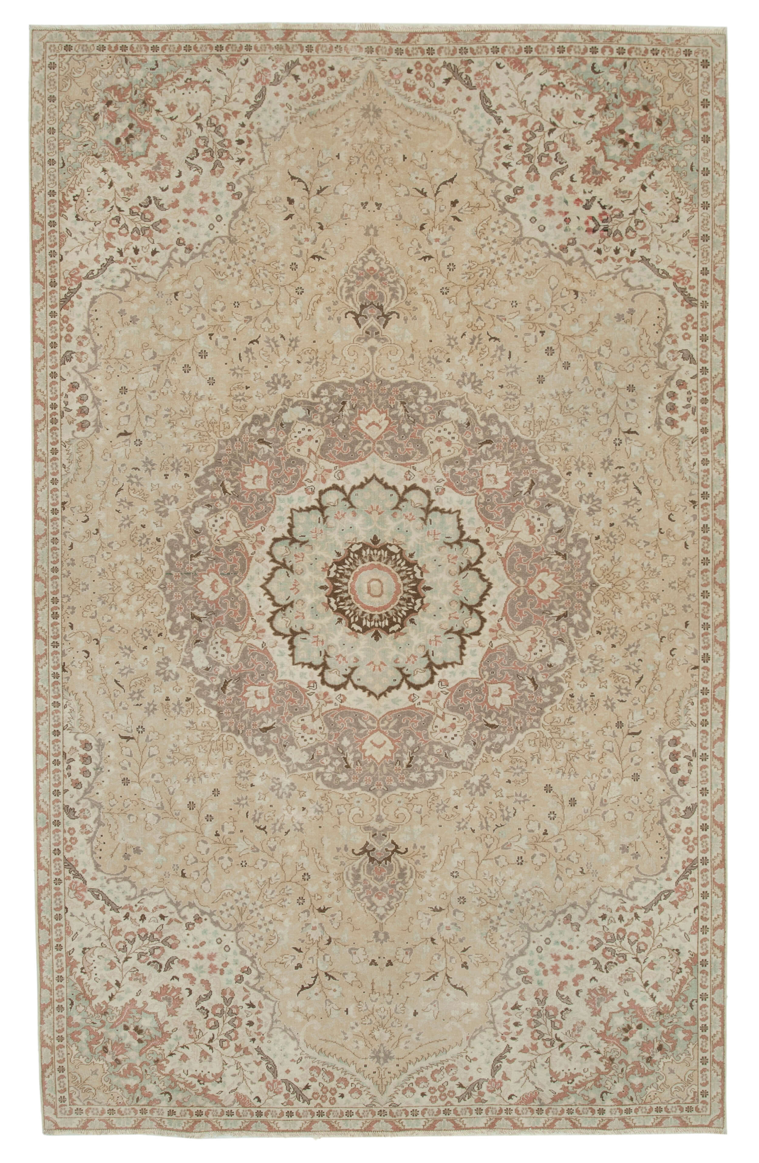 6x10 Beige Turkish Vintage Area Rug - 35280