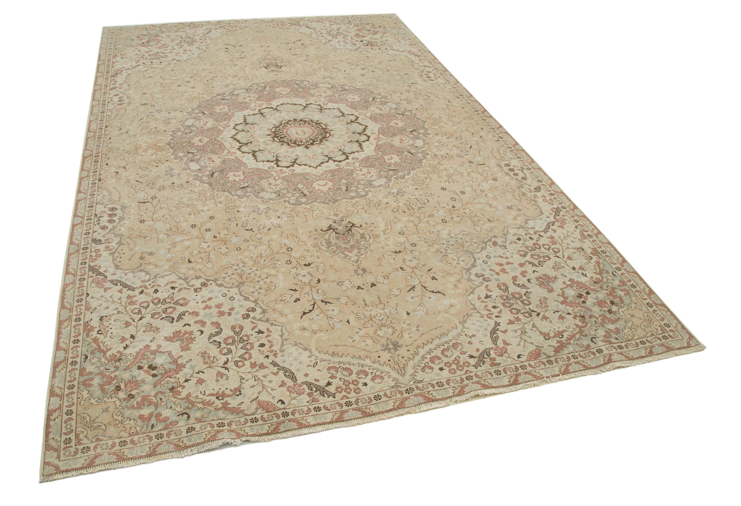 6x10 Beige Turkish Vintage Area Rug - 35280