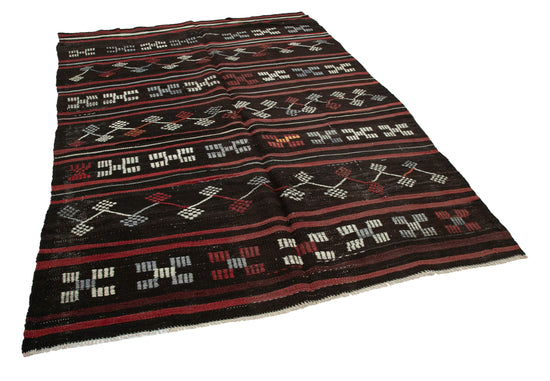 7x9 Brown Vintage Turkish Kilim Rug - 35316