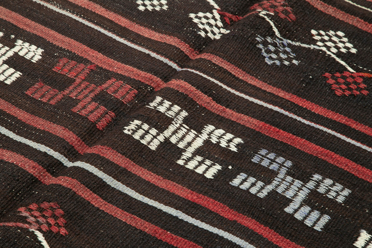 7x9 Brown Vintage Turkish Kilim Rug - 35316