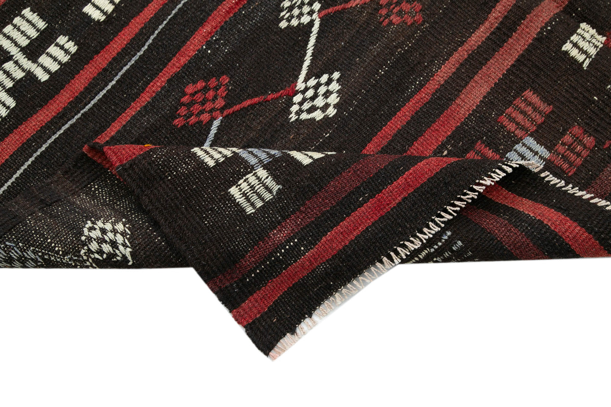 7x9 Brown Vintage Turkish Kilim Rug - 35316