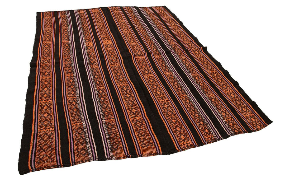 6x7 Brown Vintage Turkish Kilim Rug - 35335