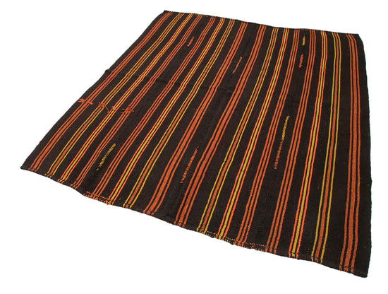 6x7 Brown Vintage Turkish Kilim Rug - 35336