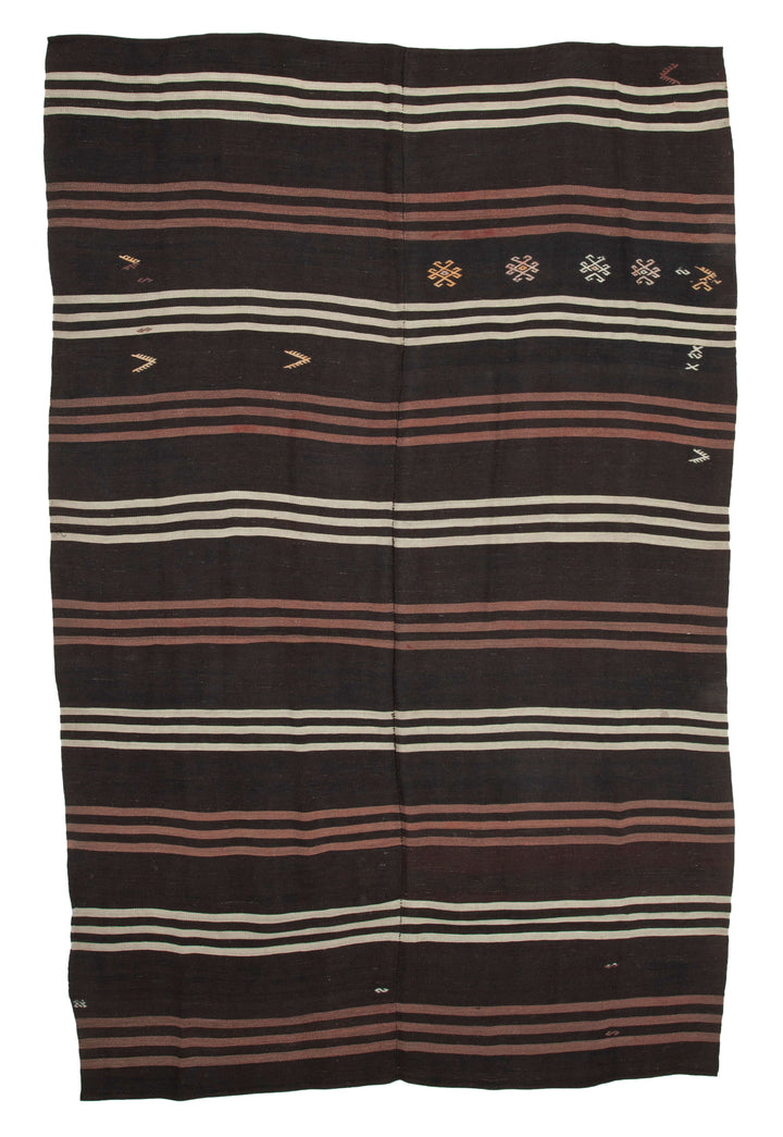 7x11 Brown Vintage Turkish Kilim Rug - 35387