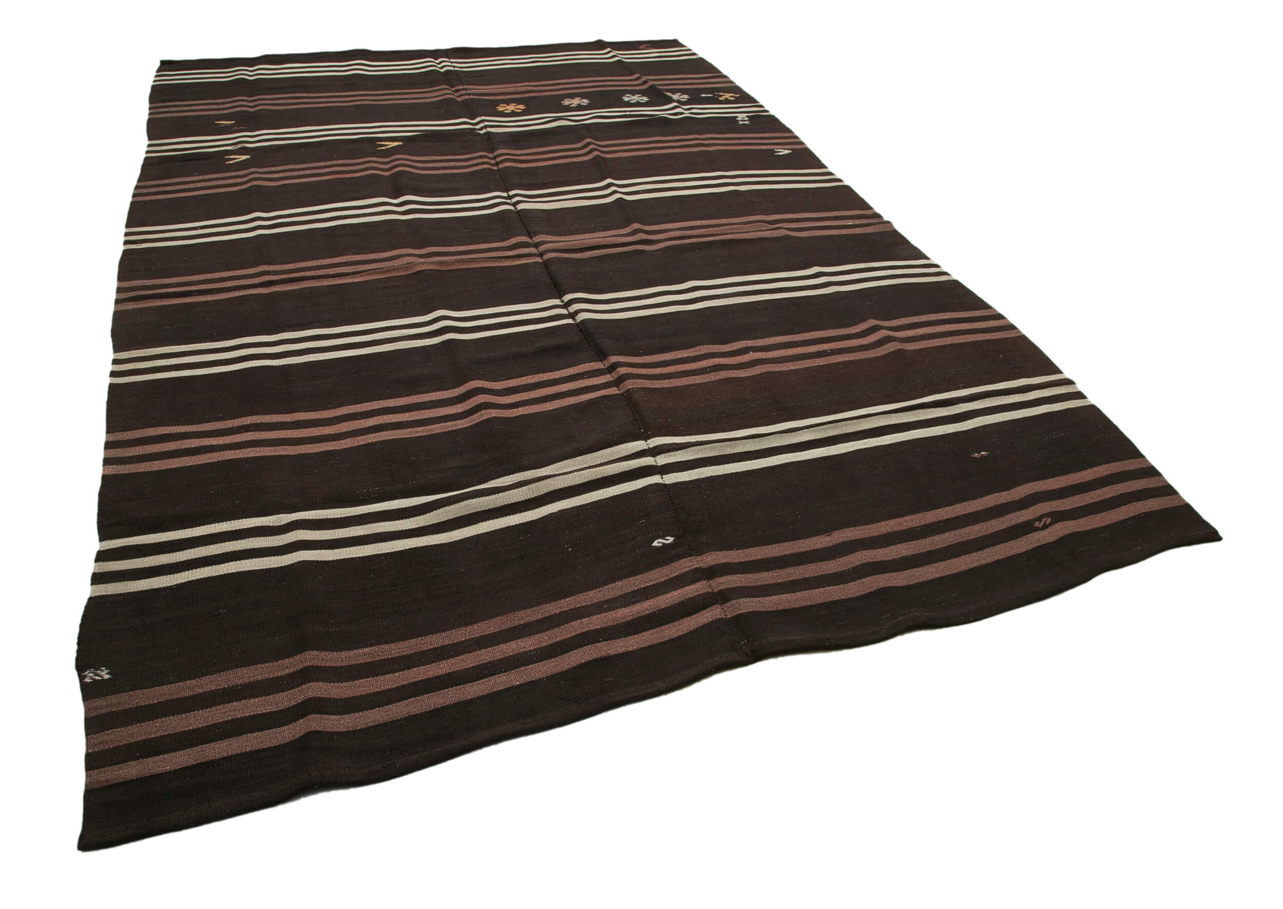 7x11 Brown Vintage Turkish Kilim Rug - 35387